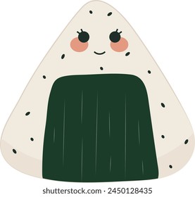 Cartoon Japanese Onigiri Rice Ball Cuisine Illustration Graphic Element Art Card