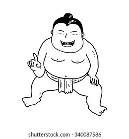 cartoon Japanese sumo wrestler