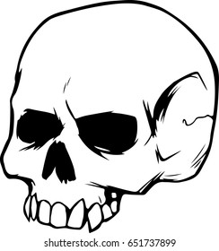 Cartoon jawless vector skull isolated