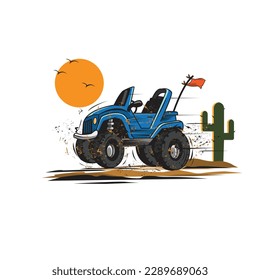 cartoon jeep on the desert