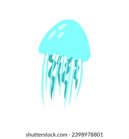 Cartoon jelly fish animal isolated on white. Cute character, vector underwater zoo, wildlife poster. 