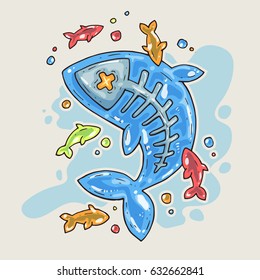 Cartoon Jelly fish. Cartoon illustration in comic trendy style.