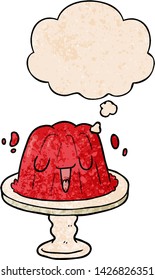 cartoon jelly with thought bubble in grunge texture style