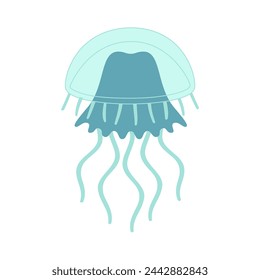 Cartoon jellyfish flat style. Medusa vector illustration. Modern flat illustration Jellyfish isolated on white background. Vector illustration