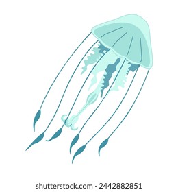 Cartoon jellyfish flat style. Medusa vector illustration. Modern flat illustration Jellyfish isolated on white background. Vector illustration