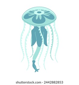 Cartoon jellyfish flat style. Medusa vector illustration. Modern flat illustration Jellyfish isolated on white background. Vector illustration