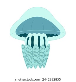 Cartoon jellyfish flat style. Medusa vector illustration. Modern flat illustration Jellyfish isolated on white background. Vector illustration