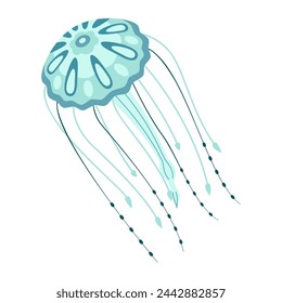 Cartoon jellyfish flat style. Medusa vector illustration. Modern flat illustration Jellyfish isolated on white background. Vector illustration