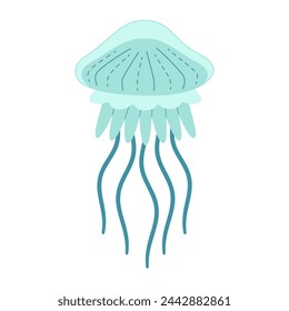 Cartoon jellyfish flat style. Medusa vector illustration. Modern flat illustration Jellyfish isolated on white background. Vector illustration