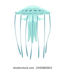 Cartoon jellyfish flat style. Medusa vector illustration. Modern flat illustration Jellyfish isolated on white background. Vector illustration