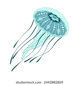 Cartoon jellyfish flat style. Medusa vector illustration. Modern flat illustration Jellyfish isolated on white background. Vector illustration