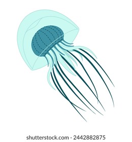 Cartoon jellyfish flat style. Medusa vector illustration. Modern flat illustration Jellyfish isolated on white background. Vector illustration