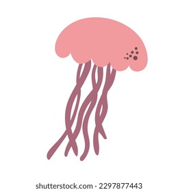 Cartoon jellyfish in flat style. Vector illustration of jellyfish isolated on white background EPS