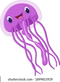 Cartoon jellyfish on white background