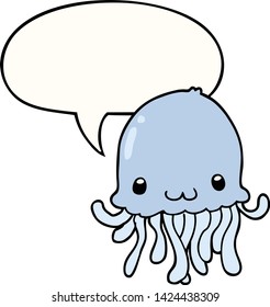 medusa de dibujos animados con burbuja de habla