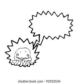 medusa de dibujos animados con burbuja de habla