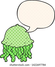 medusa de dibujos animados con burbuja de habla en el estilo de un libro de historietas