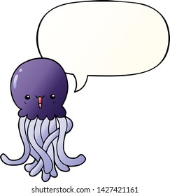 cartoon jellyfish with speech bubble in smooth gradient style