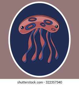 Cartoon jellyfish sticker
