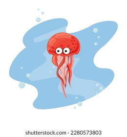 Cartoon jellyfish in cartoon style. Vector illustration of jellyfish isolated on white background