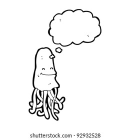 medusa de dibujos animados con burbuja de pensamientos