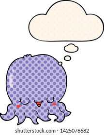 medusa de dibujos animados con burbuja de pensamientos en el estilo de un libro de historietas