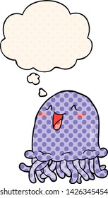 medusa de dibujos animados con burbuja de pensamientos en el estilo de un libro de historietas