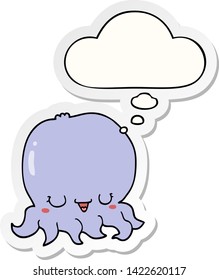 cartoon jellyfish with thought bubble as a printed sticker