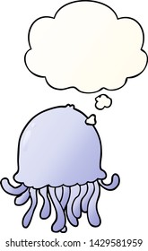 cartoon jellyfish with thought bubble in smooth gradient style