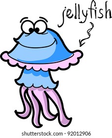  Cartoon jellyfish, vector illustration