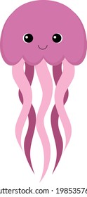 Cartoon Jellyfish. Vector illustration of cute jellyfish in flat style.