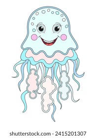 Medusa de dibujos animados, ilustración vectorial. Un animal marino. aislado de fondo blanco.