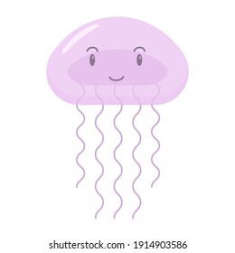 Cartoon jellyfish. Vector illustration isolated on white background.
