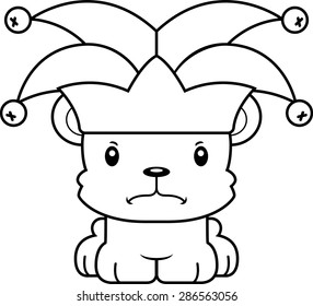 A cartoon jester bear looking angry.
