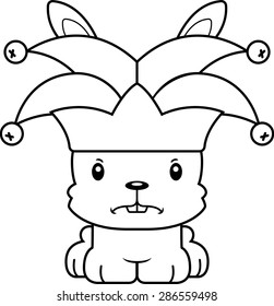 A cartoon jester bunny looking angry.