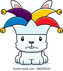 A cartoon jester bunny looking angry.