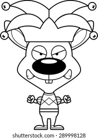 A cartoon jester bunny looking angry.