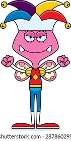 A cartoon jester butterfly looking angry.