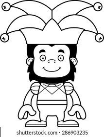 A cartoon jester gorilla smiling.