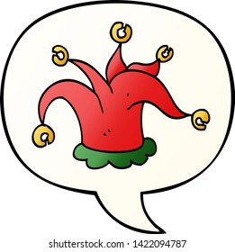cartoon jester hat with speech bubble in smooth gradient style