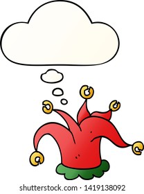 cartoon jester hat with thought bubble in smooth gradient style