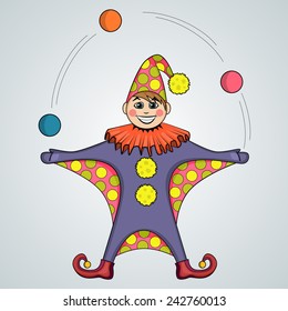 Cartoon of jester juggling balls