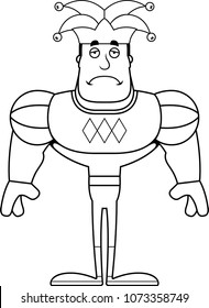 A cartoon jester looking sad.