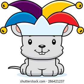 A cartoon jester mouse smiling.
