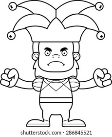 A cartoon jester sasquatch looking angry.