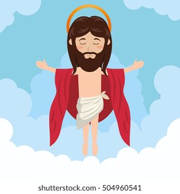 cartoon jesus christ ascension design