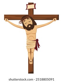Caricatura de Jesús. Ilustración vectorial plana