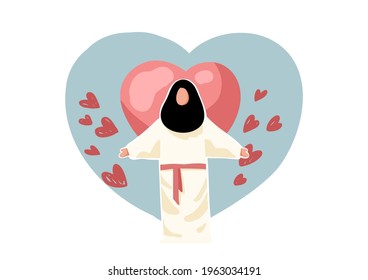 Cartoon jesus with heart vector can be used for design and media.