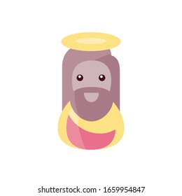 cartoon jesus icon over white background, colorful and flat style design, vector illustration