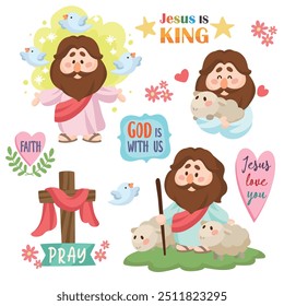 Desenho Animado Jesus Ilustração Jesus Cristo e Cordeiro Cristianismo e Catolicismo